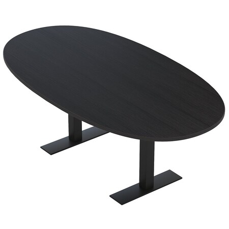 Skutchi Designs 7ft Boval Conference Table With Power | Harmony Series | 6 Person Meeting Room Table HAR-BOVL-48X84-T.BK-U999ST19-NA