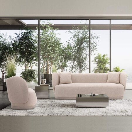 Manhattan Comfort Contemporary Siri Sofa and Accent Chair Set with Pillows in Wheat 2-SFAC5710-WT