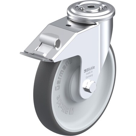 Blickle Kingpin Swivel Caster, PU, 8", Brake LER-PATH 200KA-FI
