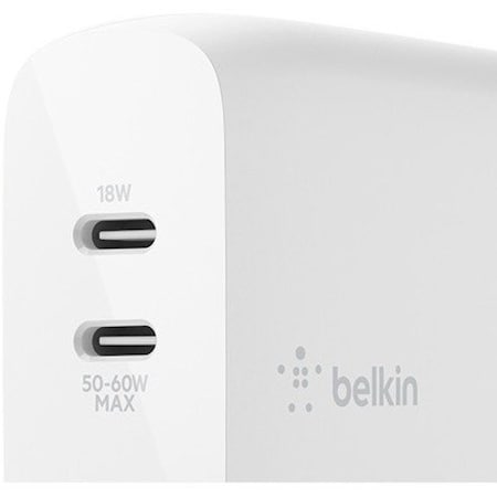 Belkin 68W USB-C CHGR, GAN, 50C/18C, WHT WCH003DQWH