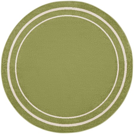 Homeroots 8' Green And Ivory Round Indoor Outdoor Area Rug 545513