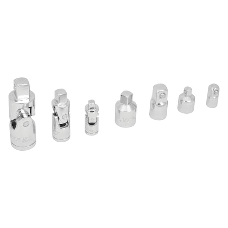 Performance Tool 7 pc. Universal Joint Set, U-Joints, Adapters, Chrome Vanadium, Socket Rack W30935