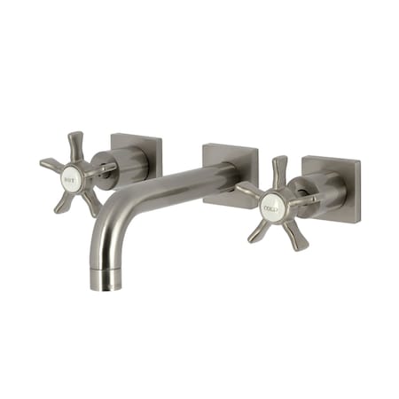 Kingston Brass Double-Handle Wall Mount Bathroom Faucet, Brushed Nickel KS6128NX