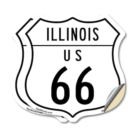 Signmission Illinois Route Marker Shield Sign Us 66, 18 inch X 18 inch, Vinyl Decal, 2PK SHI-D-2PACK-18-382
