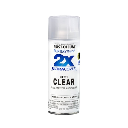 Rust-Oleum Spray Paint, Matte Clear, Matte, Solvent, 12 Oz 334022