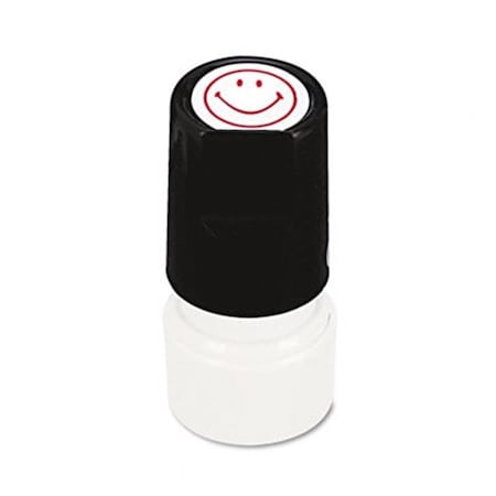 Salurinn Supplies Universal  One-Color Round Message Stamp Smiley Face Pre-Inked/Re-Inkable Red SA2771155