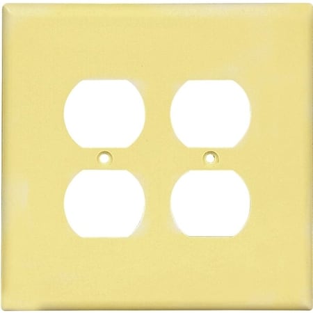 Eaton Wiring Devices Receptacle Wallplate, 5-1/4 in L, 5-5/16 in W, 2 -Gang, Thermoset, Ivory 2750V-BOX