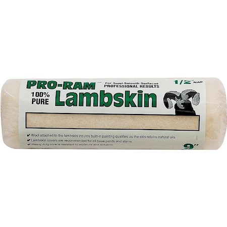 Linzer Paint Roller Cover, 1/2 in Thick Nap, 9 in L, Lambskin Cover RC 700