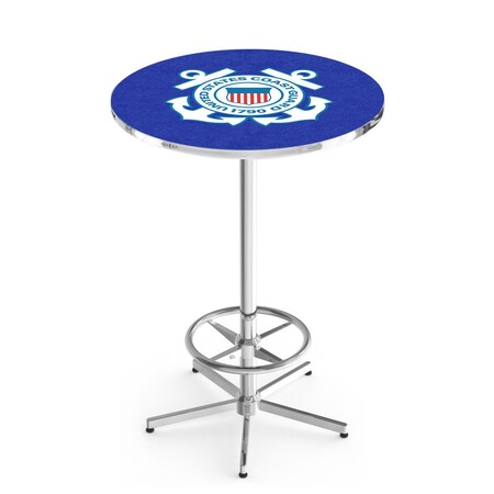 Holland Bar Stool Co 42" Chrome U.S. Coast Guard Pub Table, 36" dia. Top L216C4236CstGrd