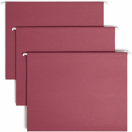 Smead Hanging File Folders, 1/5 Tab, 11 Point Stock, Letter, Maroon, 25/Box 64073