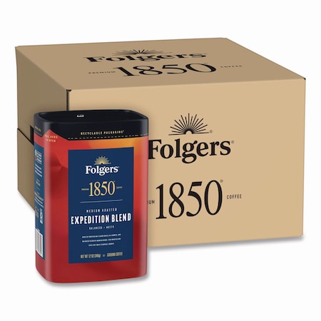 1850 Coffee, Roasted Nut, Canister, Caffeinated, Ground, 12 oz, 6 PK 2550093312