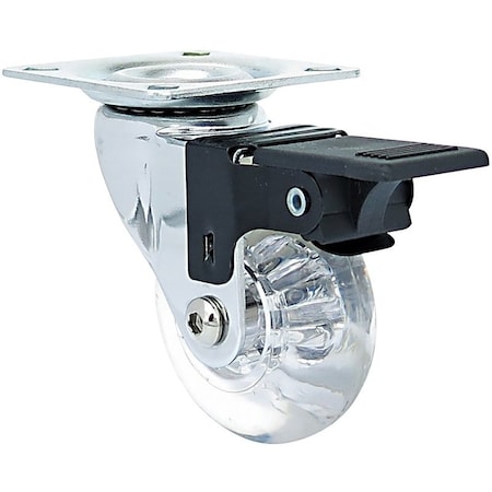 Shepherd Hardware Swivel Caster, 2 in Dia Wheel, Polyurethane Wheel, Clear, 110 lb 6279
