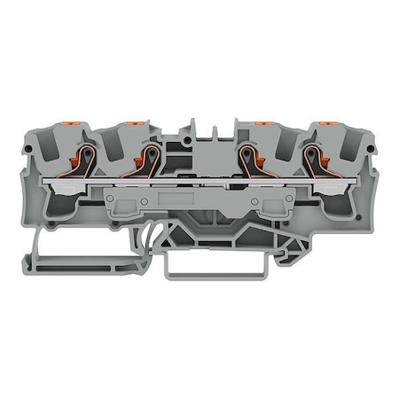 Wago Terminal Block, 3.51" L, 1.55" W, 800V, Gray 2206-1401