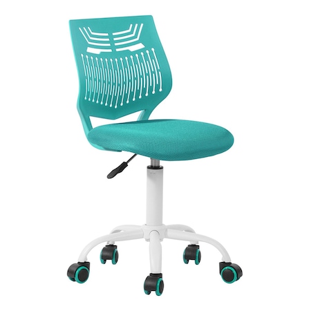 Homeroots Aqua and White Adjustable Height Swivel Rolling Office Chair 719301