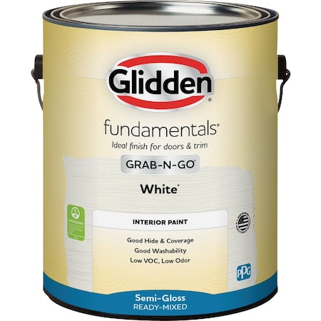 Glidden Fundamentals Grab-N-Go Semi-Gloss Interior Paint Wht 1 Gal. GLFIN60WHT/01