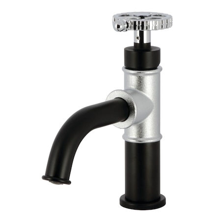Kingston Brass One-Handle Single-Hole Bathroom Faucet with Push Pop-Up Drain, Matte Black/Polished Chrome KS2821CG