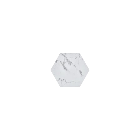 Homeroots 35" White And Gold Faux Marble Hexagon Drum Coffee Table 554312
