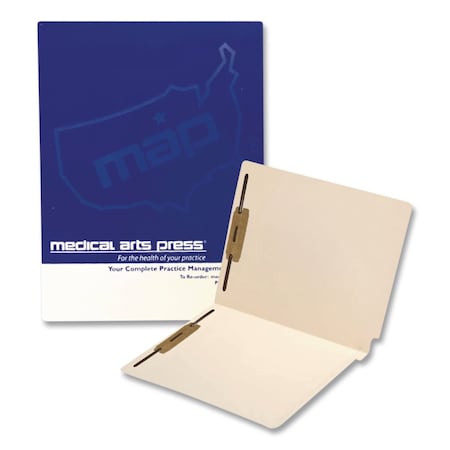 Medical Arts Press HD End Tab Fastener Folder, Straight Tab, Expands 0.75", 2 Fasteners, Letter Size, Manila, 50PK 31439