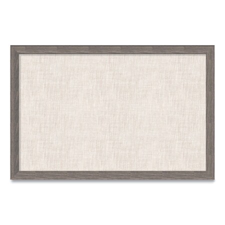 U Brands Linen Bulletin Board with Rustic Frame, 36inx24in Actual Size: 35inx23in, Beige, Brown Wood Frame 4891U00-01