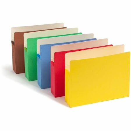 Smead 3-1/2" Accordion Expansion Colored File Pocket, Straight Tab, Ltr, Asst, 5/Pack 73892