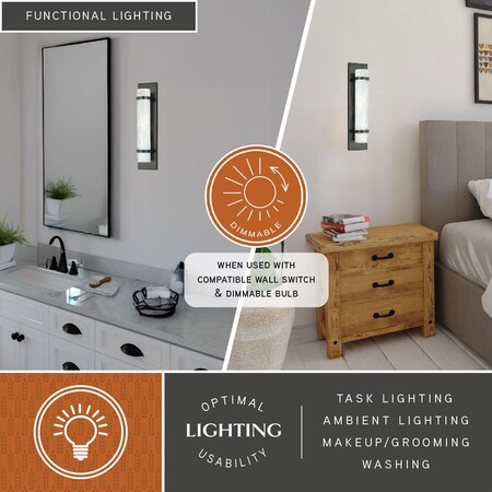 Vaxcel Vilo 1 Light Bronze Cylinder Flush ADA Wall Sconce White Glass W0124