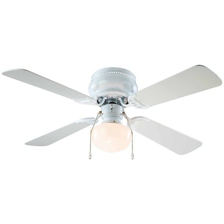 Boston Harbor Ceiling Fan, 3-Speed, 4-Blade, 42 in Sweep, Bleached Oak/White, With Lights: Yes 42-742T-SH-EN-WH