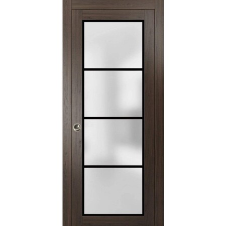 Sartodoors Sliding Pocket Door with Frosted Tempered Glass Planum 2132 30x96 Solid Core Modern Interior PLANUM2132PD-CA-30 x 96