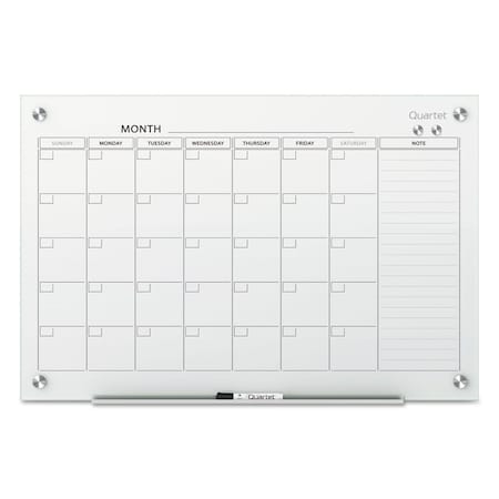 Quartet Magnetic Glass Calendar Board, 48"x36", Glass, 36", 48", White GC4836F