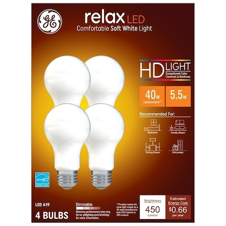Ge BULB LT REFRESH LED A19 SW 40W, 4PK 93129437
