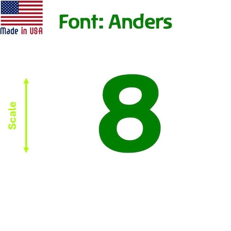 Aacc Self-Adhesive Vinyl Number: 8, Size: 50 cm. Color: Green Font: Anders, 1 sticker AACC-Anders-N8-Green-M50x1