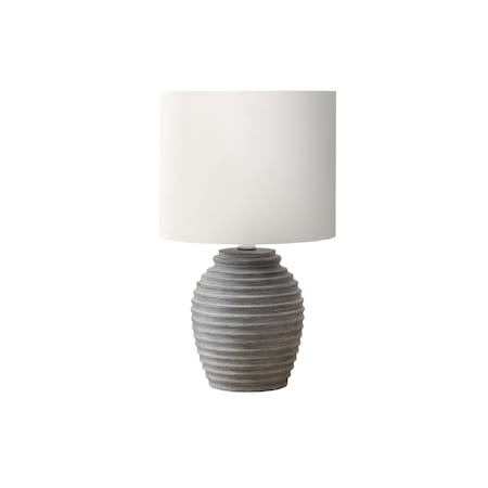 Monarch Specialties Lighting, 17"h, Table Lamp, Grey Resin, Ivory / Cream Shade, Contemporary I 9864