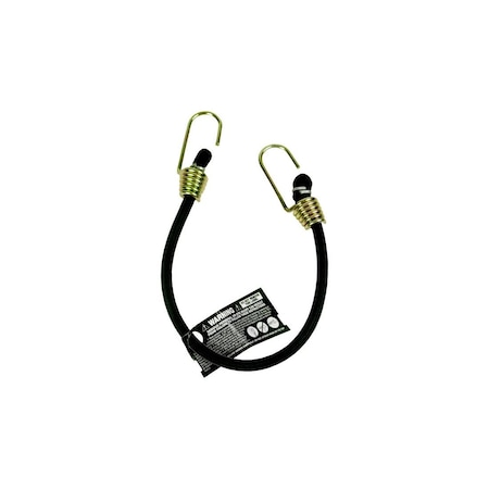 Keeper Bungee Cord, 13/32 in Dia, 18 in L, Rubber, Hook End Black 6192
