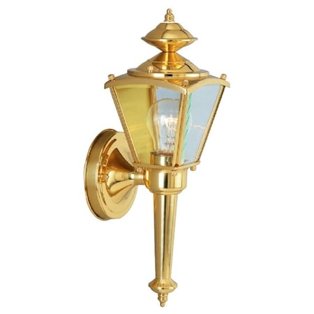 Boston Harbor 4003H-2 Outdoor Wall Lantern, 120 V, 60 W, Steel Fixture, Polished Brass Fixture 4003H2