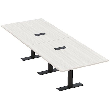 Skutchi Designs 12 Person Conference Table With Power Unit | 12' Rectangular Table | Harmony Series HAR-REC-48x144-T.BK-WA7976-EBLK