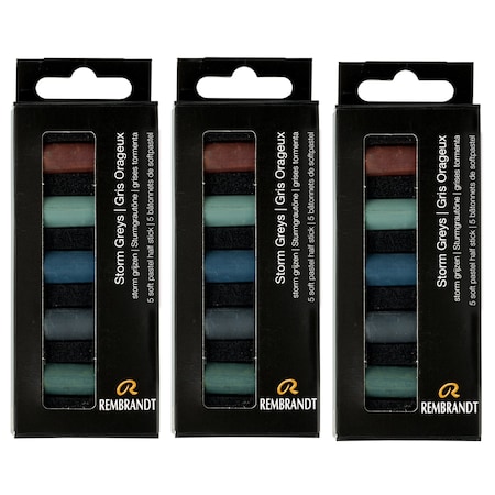 Rembrandt Soft Pastels Micro Sets, Storm Greys Per Set, 5 Half Sticks, 3 Sets, 3PK 31820514