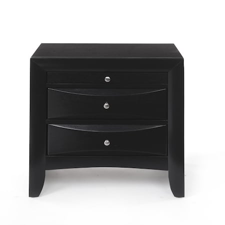 Homeroots 25" Dark Brown Solid Wood Three Drawer Nightstand 285501