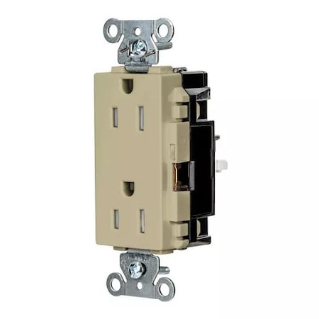 Hubbell Wiring Device-Kellems Straight Blade Receptacle, 5-15R, 15 A, 125V AC, 2 Pole, 3 Wire, Surface Mount, Grounded HBL2152STITR