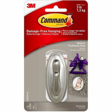 3M Command Medium Plastic Hook 3.125 in. L 1 pk 17051BN-ES