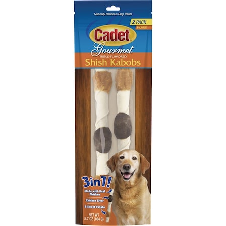 Cadet 10'' Gourmet Beef Hide Shish Kabob XL Dog Treats, 2PK C70058