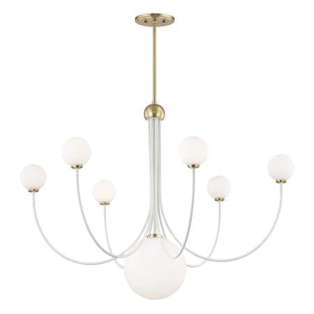 Mitzi Coco 7 Light Chandelier 39.5 In. Aged Brass/Soft Off White H234807-AGB/WH