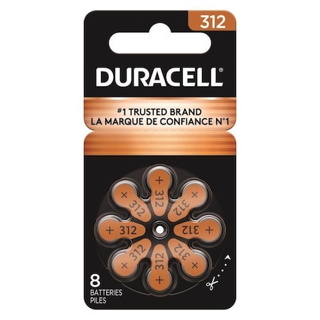 Duracell Zinc Air 312 1.5 V Hearing Aid Battery, 8PK HAZA312-8