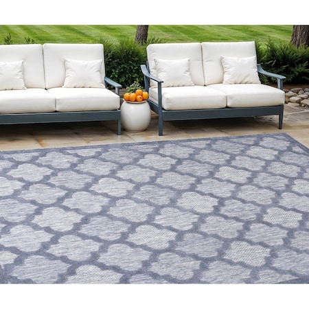 Homeroots 9' X 12' Denim Blue Indoor Outdoor Area Rug 522146