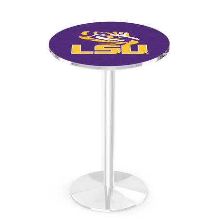 Holland Bar Stool Co 42" Chrome Louisiana State Pub Table, 36" dia. Top L214C4236LaStUn