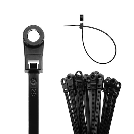 Tr Industrial Contractor Series Mounting Hole Cable Ties, 7in, UV Black, 100-Piece TR88410