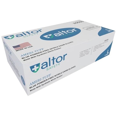 Altor Safety Disp Gloves, 6ml, BL, L, PK100 30030