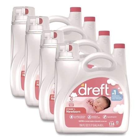 Dreft Laundry Detergent, 165 oz Bottle, Liquid, Baby Powder, 4 PK 03241