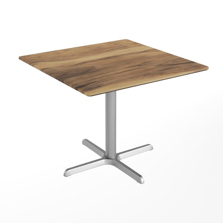 Flash Furniture Commercial All-Weather 36" Square Natural HPL Tabletop-Silver X Base ST-SQ36-NAT-T3030S-GG
