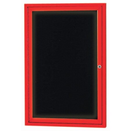Aarco Illuminated Enclosed Letter Board Directory w/ Powder Coated Red Aluminum Frame, 24''Hx18''W 1 Door ADC2418IR