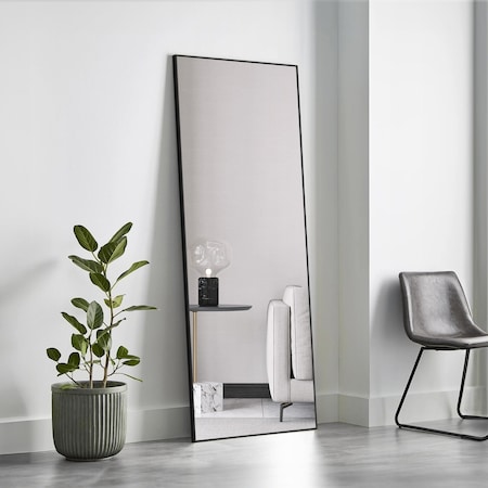 Simple Deluxe Full Length Mirror, Floor Mirror with Stand, Hanging Mirror Full Length for Home Wall Decor, Alumin 3A88MIROZJ2164BLK