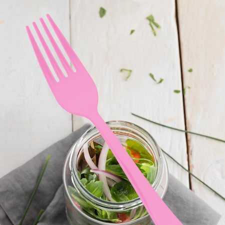 Smarty Had A Party Pink Disposable Plastic Party Forks, 600PK 410F-P-CASE